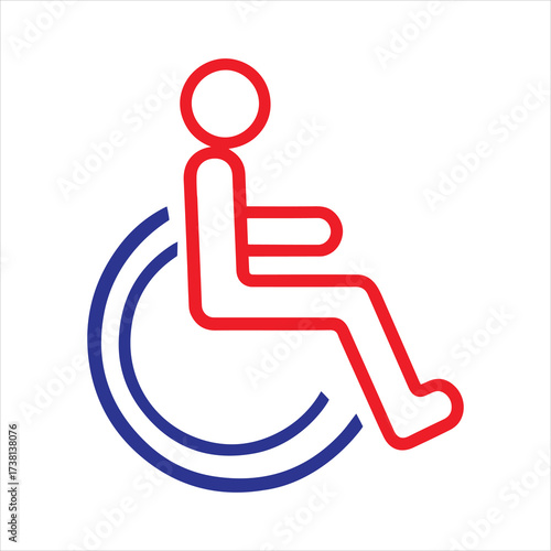 Red and Blue Wheelchair User Icon