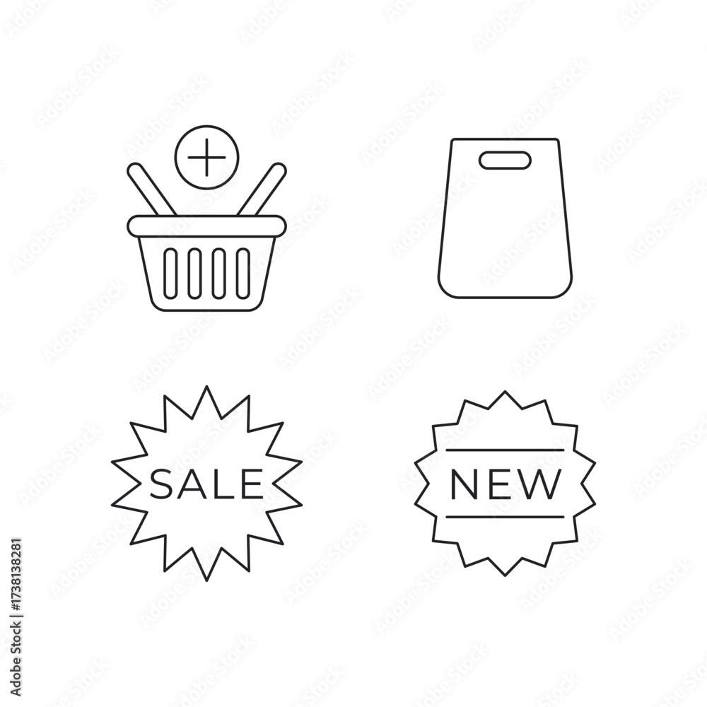 Fototapeta premium Promotion Badge Retail Bag Line Icon Bundle