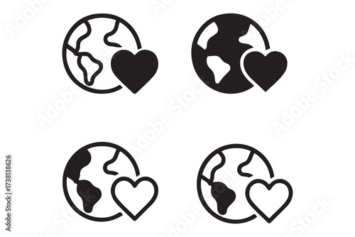 Earth love heart icon