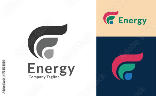 Abstract E or F Lettermark Logo Design for Energy Company Branding.