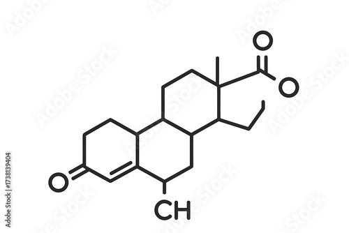 Testosterone molecular structure vector illustration, thin line chemical formula icon, transparent background, anabolic steroid hormone concept, science education, ordered set graphic resource