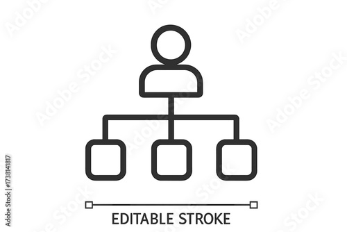Hierarchy line icon. Business organization chart. Corporate structure. Management leadership. Command chain. Teamwork workflow. Subordination scheme. Department structure concept.