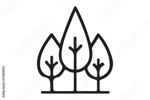 Three simple trees vector illustration for nature forest park and outdoor design element icon graphic asset