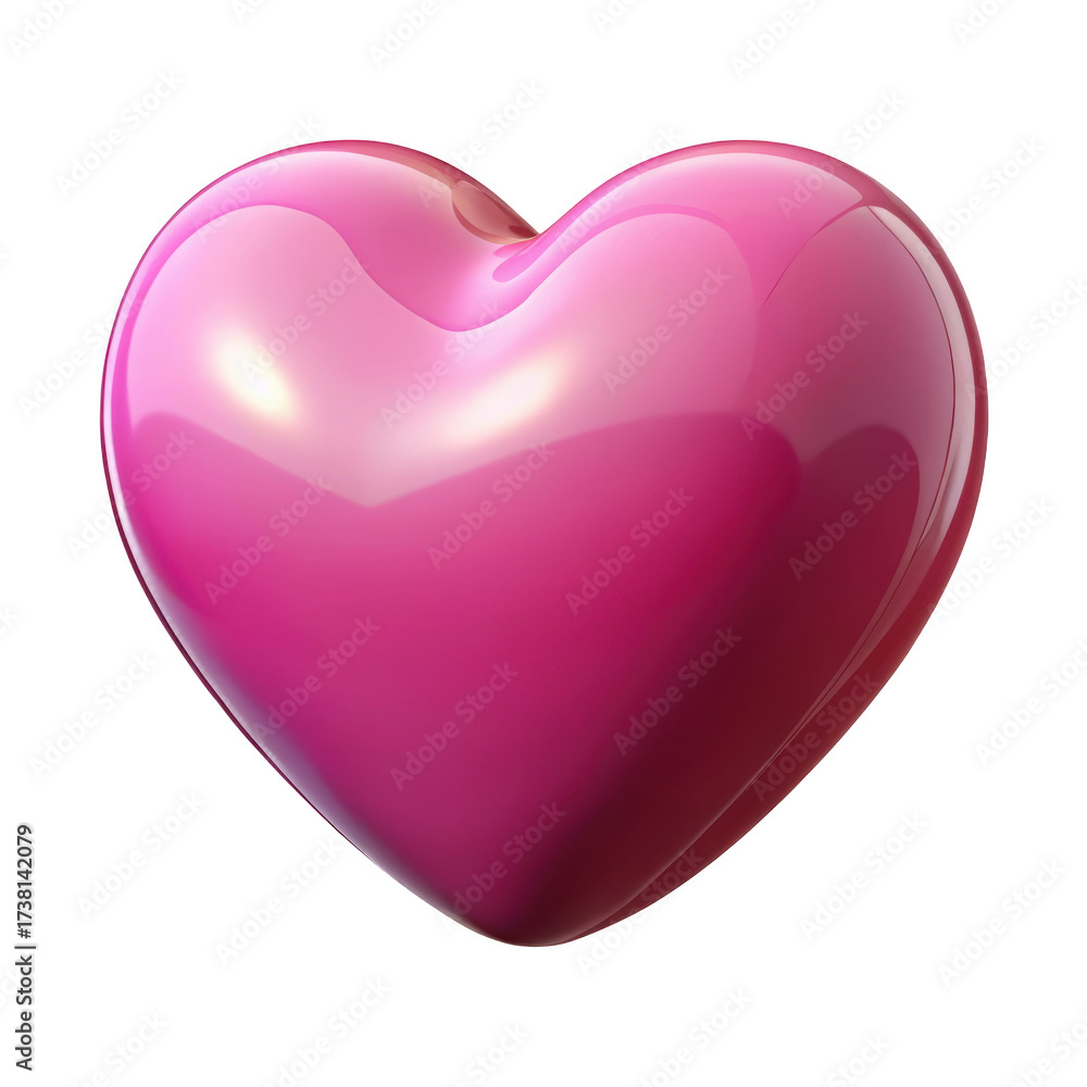 Fototapeta premium Glossy pink heart symbol on background romance valentines day love concept passion and affection 3d illustration isolated on transparent background