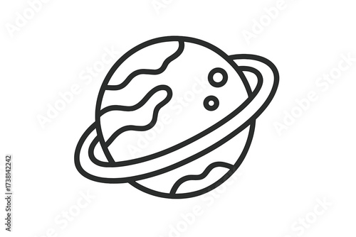 Planet line icon vector illustration. Cartoon Saturn symbol for design. Space object with rings. Universe, galaxy, astronomy, science concept. Cosmos graphic logo element.