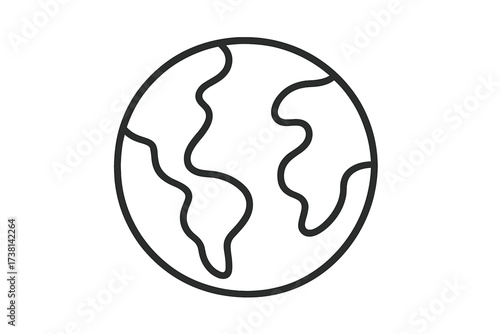 Planet earth globe line icon vector illustration. World map simple outline symbol. Global international travel sign. Environment ecology concept. Doodle style graphic element.