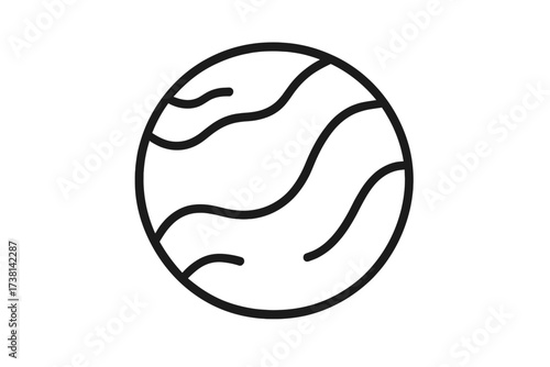 Planet line icon. Simple vector symbol. Celestial body pictogram. Astronomy science concept. Space, universe, galaxy exploration sign. Cosmic sphere outline illustration.