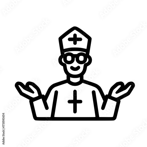 Illustration of pastor icon expressing religious teaching community service and faith