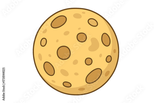 Full moon cartoon vector icon. Simple flat illustration of a celestial body with craters. Space, astronomy, and science graphic design element for infographics, isolated.