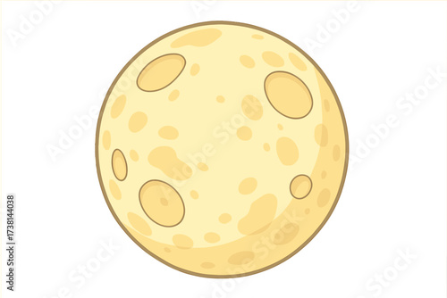 Moon vector illustration, cartoon full moon icon isolated. Space object, celestial body with craters for astronomy or children's design. Planet satellite in night sky graphic.