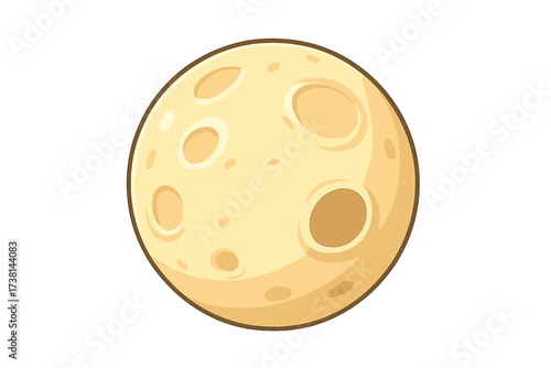 Moon vector cartoon illustration for infographics. Full moon with craters isolated on transparent background. Space, cosmos, astronomy design element for science or kids.