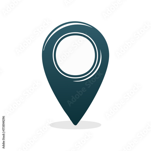 Modern dark teal location pin icon representing destination pinpointing and digital navigation