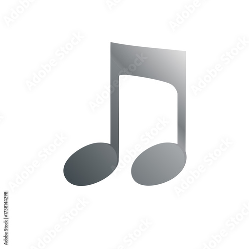 Stylized grey musical eighth note graphic with smooth gradients