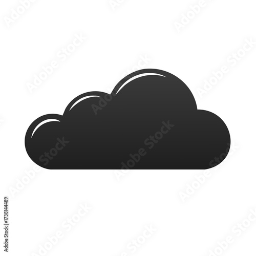 Cloud Icon Vector Illustration, Black Graphic Shape, Cloudy Weather Design Symbol, Climate Technology Element