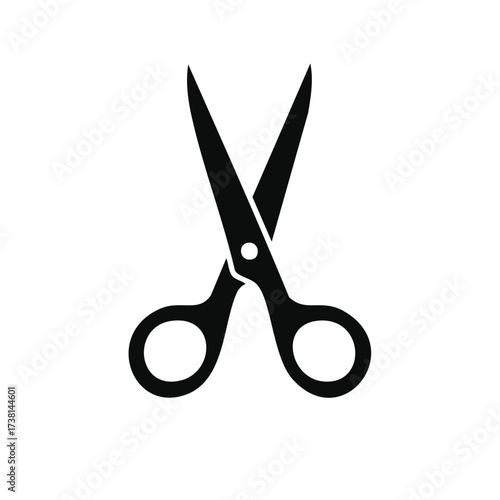 Pair of Scissors: Black Vector Icon, Cutting Tool Silhouette