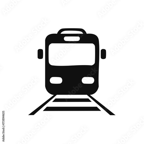 Monochrome Train Transportation Icon Graphic Symbol, Rail Travel Illustration