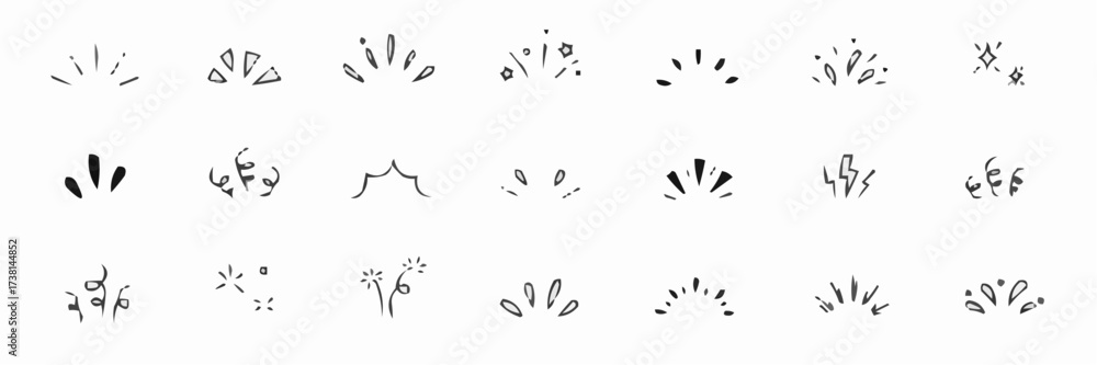 Obraz premium Collection of hand drawn burst and sparkle elements for design