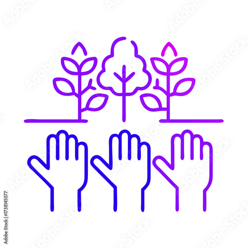 Illustration of planting trees for environment and earth care