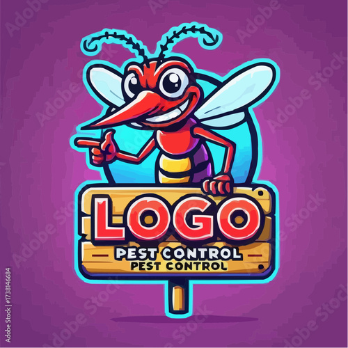 Whimsical pest control mascot design for modern brand identity, pest management solutions, and eco-friendly extermination services that attract customers