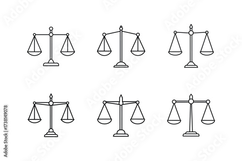 balance scale line art vector illustration