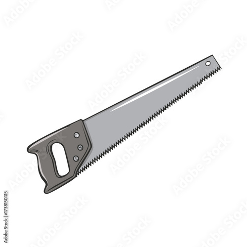 Saw hand tool for woodworking and construction trades detailed vector image