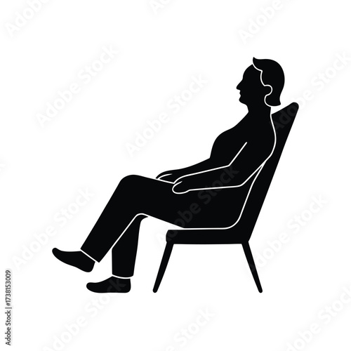 Black silhouette of an elderly person relaxing peacefully outdoors