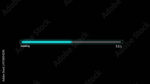 Loading Data HUD A sleek horizontal loading bar at 50%, glowing cyan with 