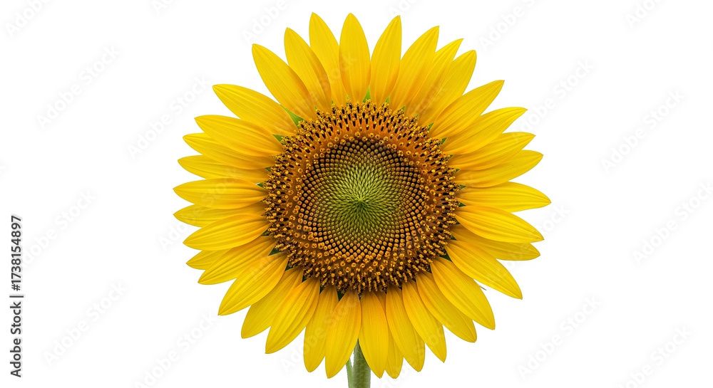 Fototapeta premium Vibrant Single Sunflower Close-up Isolated on Plain White Background