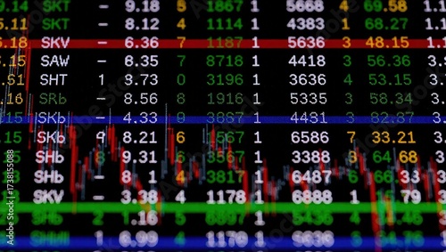 Stock Market Ticker Display with Fluctuating Prices.