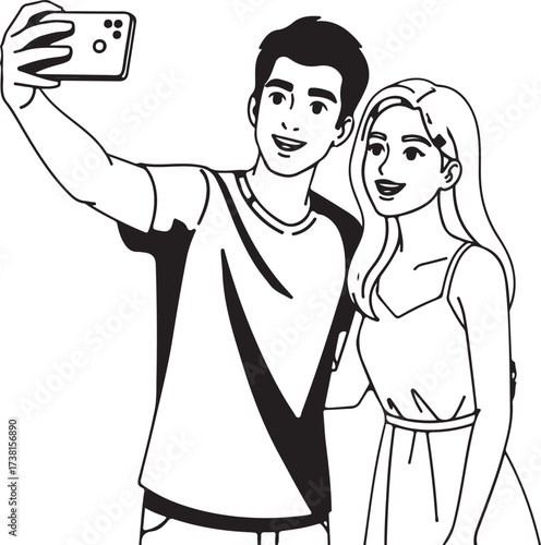 Couple taking a selfie together outdoors