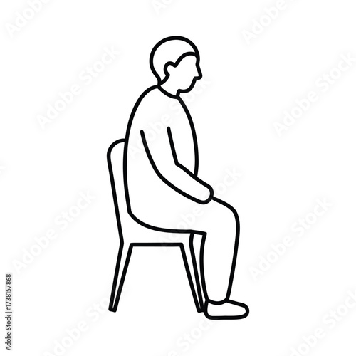 Simple silhouette of an elderly person sitting peacefully in a relaxed pose