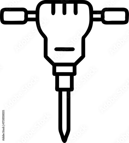 jackhammer vector icon on white or transparent background. coal mining or mining worker or mining labor icons items. Stroke icon collections. Editable Stroke icon collection for mobile and web.