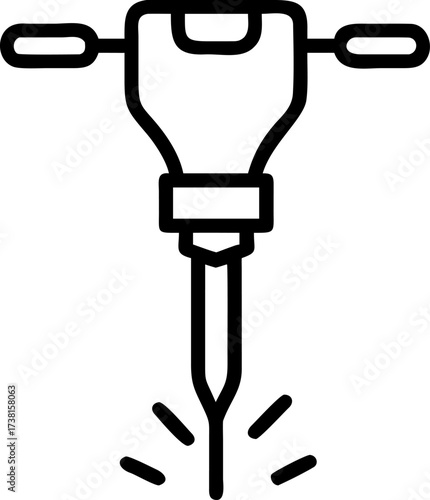 jackhammer vector icon on white or transparent background. coal mining or mining worker or mining labor icons items. Stroke icon collections. Editable Stroke icon collection for mobile and web.