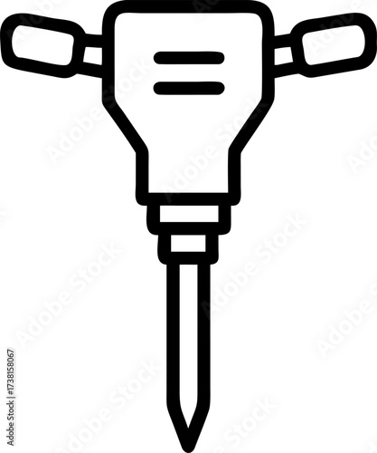 jackhammer vector icon on white or transparent background. coal mining or mining worker or mining labor icons items. Stroke icon collections. Editable Stroke icon collection for mobile and web.