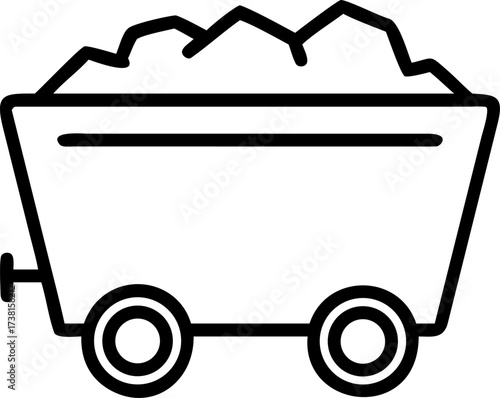 mining cart vector icon on white or transparent background. coal mining or mining worker or mining labor icons items. Stroke icon collections. Editable Stroke icon collection for mobile and web.