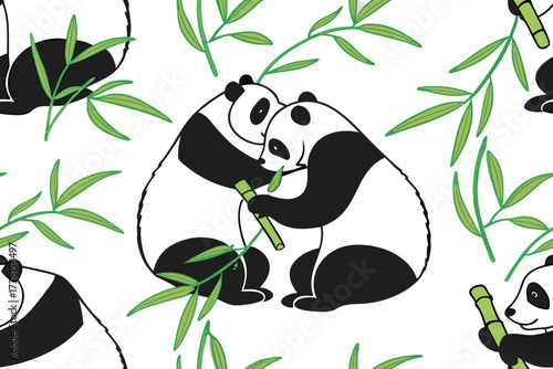 panda and bamboo