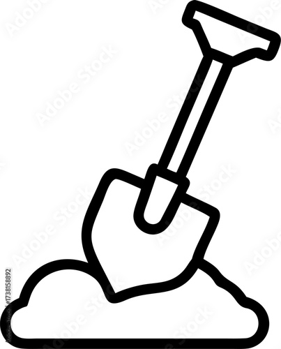 showel vector icon on white or transparent background. coal mining or mining worker or mining labor icons items. Stroke icon collections. Editable Stroke icon collection for mobile and web.