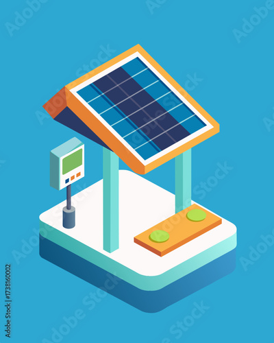 A userfriendly dock with a builtin solar panel perfect for anyone looking for an efficient and environmentallyfriendly way to charge their devices.. Vector illustration