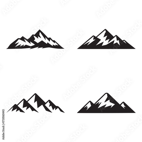 Collection of Stylized Mountain Silhouettes