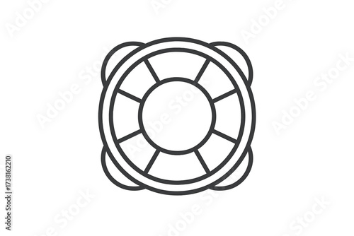Life saving buoy thin line icon. Vector illustration for sea, pool, river, lake emergency assistance. Lifeguard equipment symbol for safety, rescue, and help concept design.