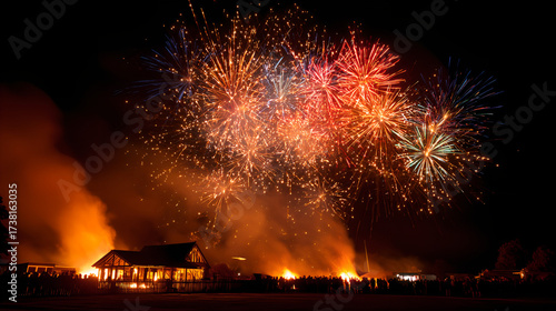 Bonfire celebration fireworks mill historic Guy Fawkes night