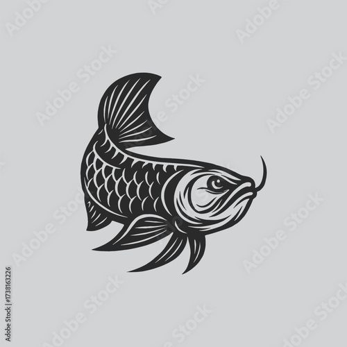 Black and White Arowana Drawing
