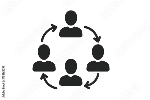 Teamwork and collaboration icon for social network synergy. Vector glyph illustration for business team, friendship, community connection, social media interaction, and workflow.