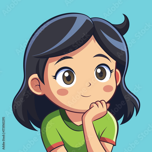 Cute Cartoon Girl Portrait