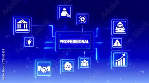 Wallpaper Mural Professional business concept network diagram with icons for growth finance idea security Torontodigital.ca