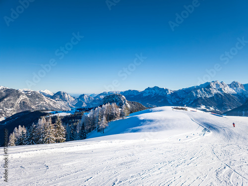 Mountain landscape in Austria, Lofer ski resort in winter,