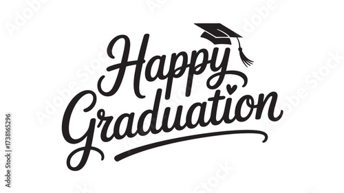 Happy Graduation typography design with graduation cap vector illustration for greeting cards and invitations Isolated on White Background