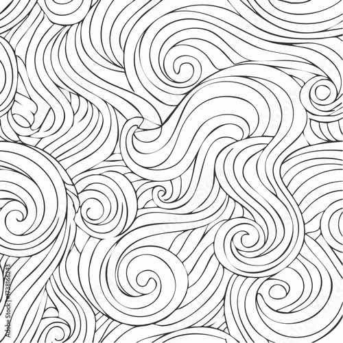 Seamless abstract pattern, tangle wavy hair background