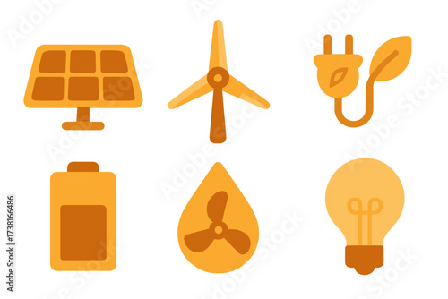 Sustainable energy sources with solar, wind, hydro, and battery power concepts