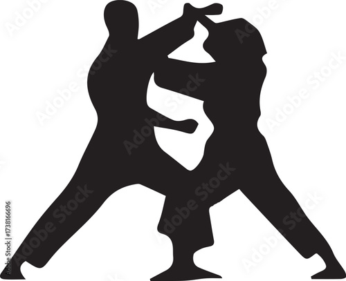 Karate or Martial Arts Sparring Silhouette